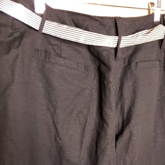 Larry Levine Womens Black Linen Blend Wide Leg Capri Pants 12 - Picture 5 of 10
